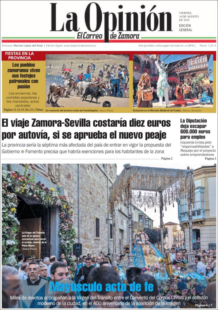 Portada de La Opinión - El Correo de Zamora (Espa&ntilde;a)
