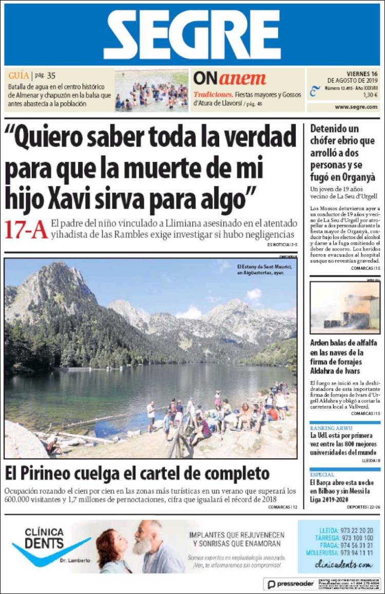 Portada de Segre  (Espa&ntilde;a)