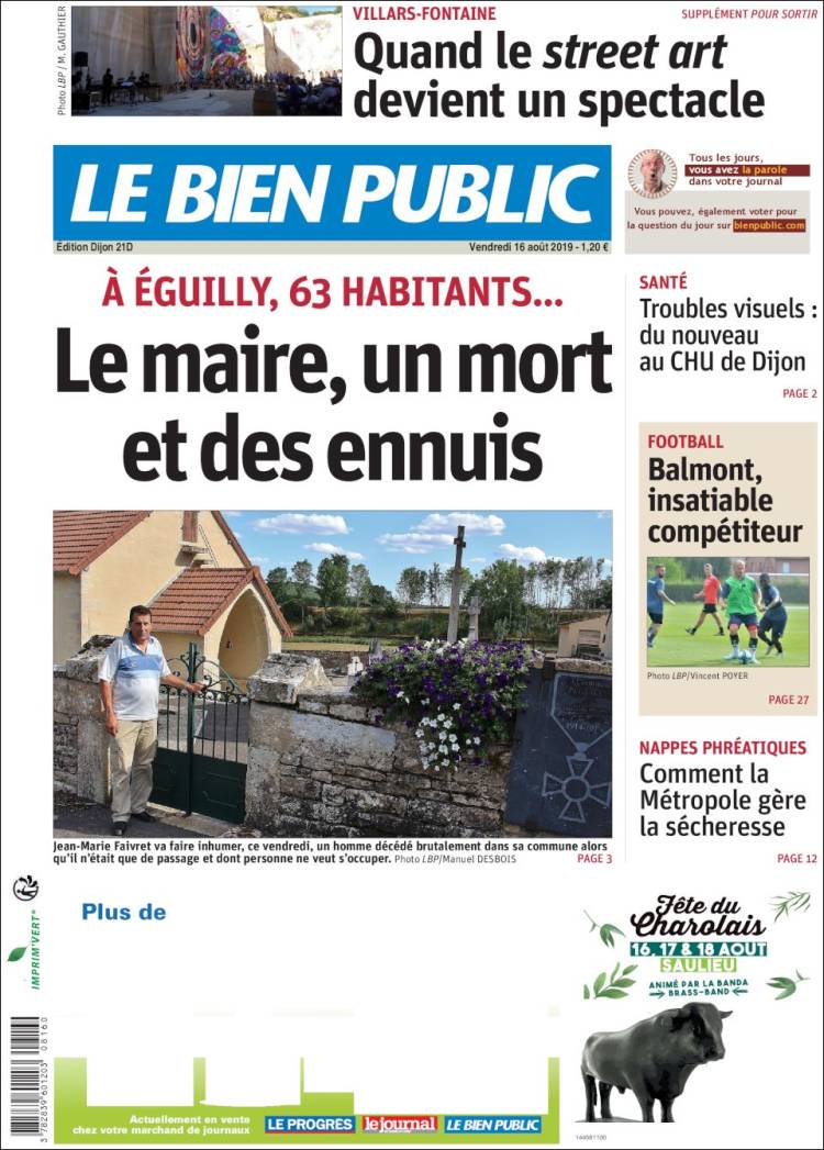 Portada de Le Bien Public (Francia)