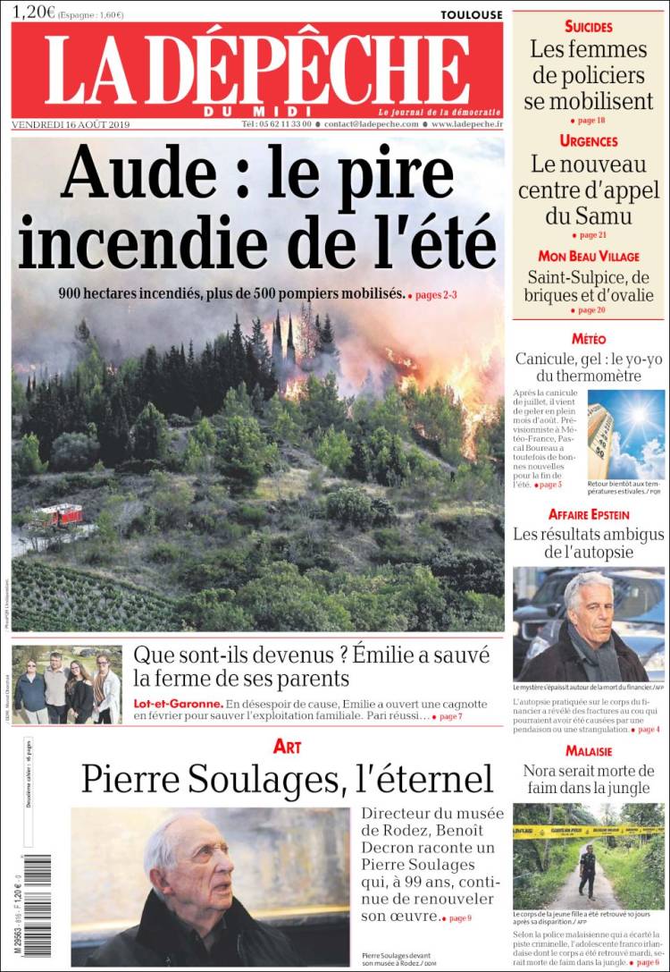 Portada de La Dépêche du Midi (France)