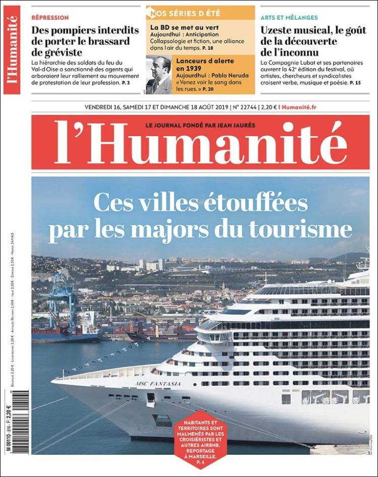 Portada de l'Humanite (Francia)