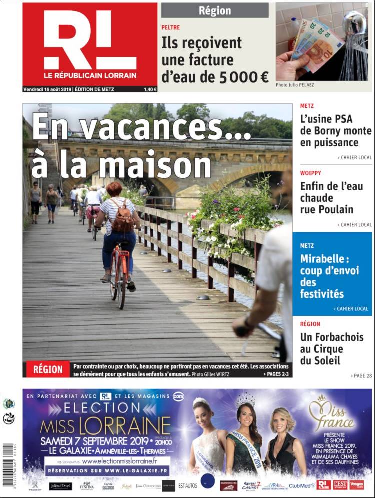 Portada de Le Republicain Lorrain (France)