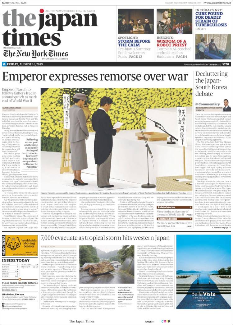 Portada de The Japan Times (Japón)