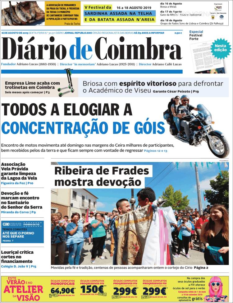 Portada de Diário de Coimbra (Portugal)