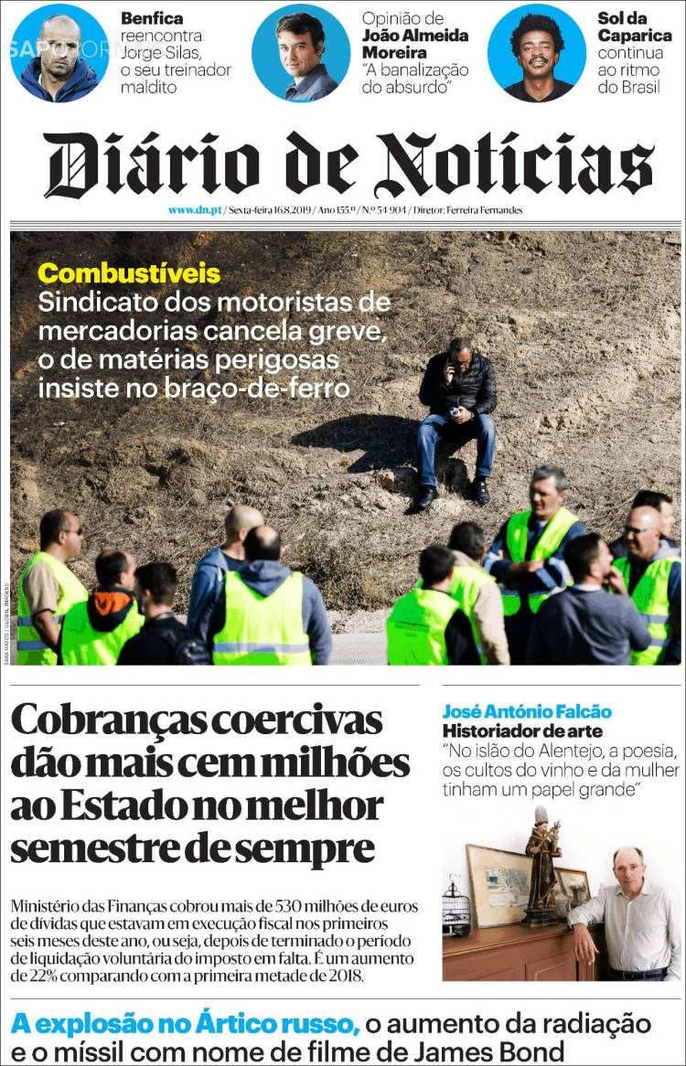 Portada de Diário de Noticias (Portugal)