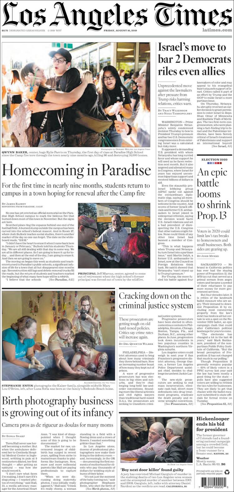 Portada de Los Angeles Times (USA)