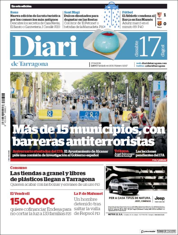 Portada de Diari de Tarragona (España)