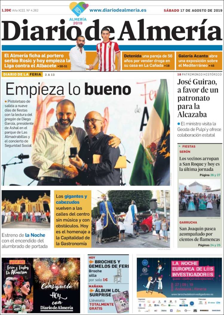 Portada de Diario de Almería (España)