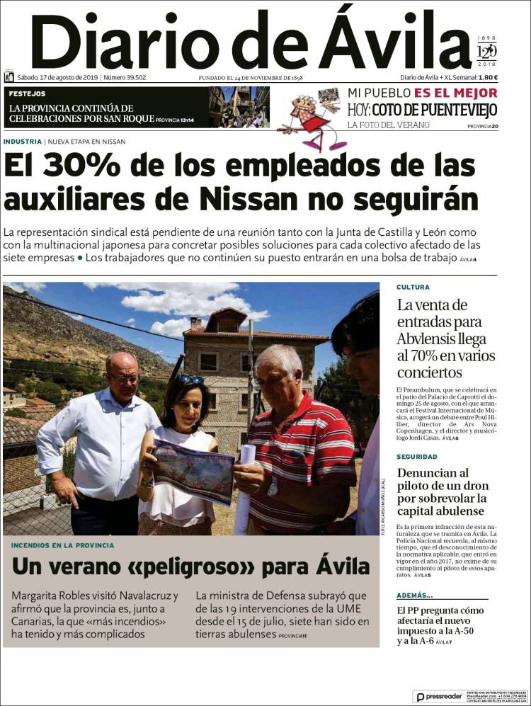 Portada de Diario de Ávila (España)