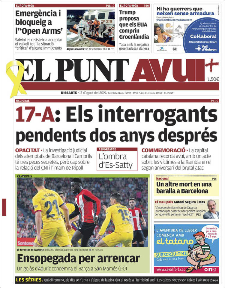 Portada de El Punt Avui (España)