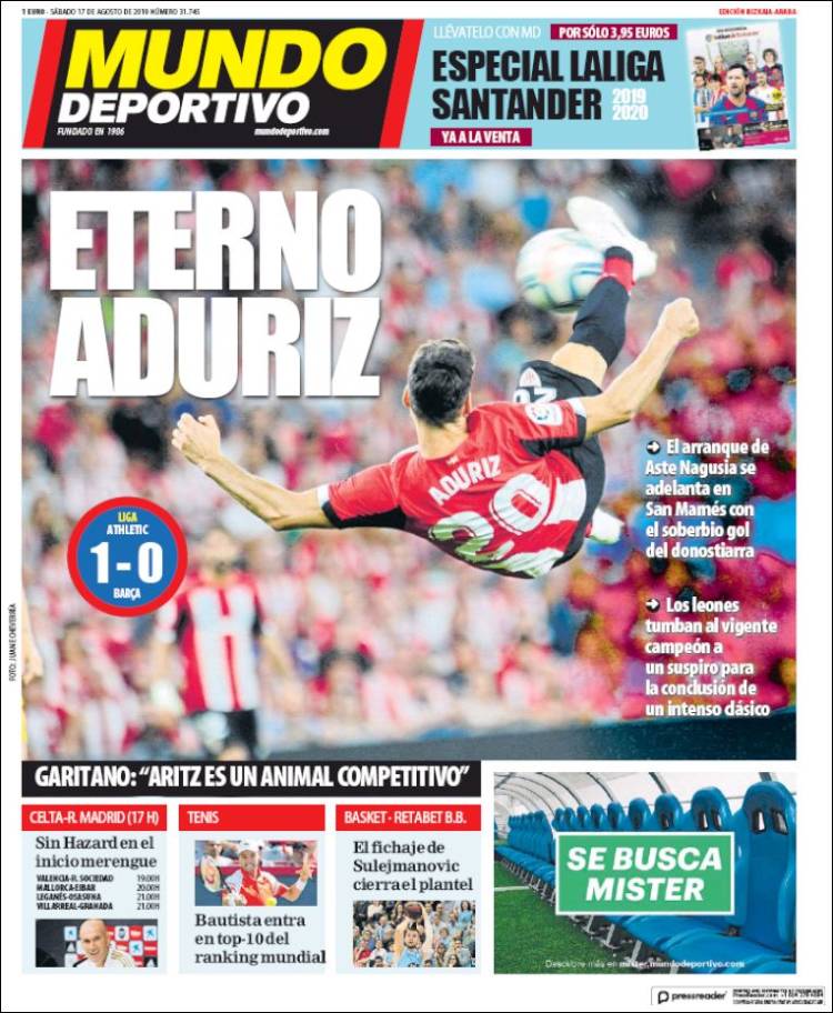 Portada de Mundo Deportivo Bizkaia (España)