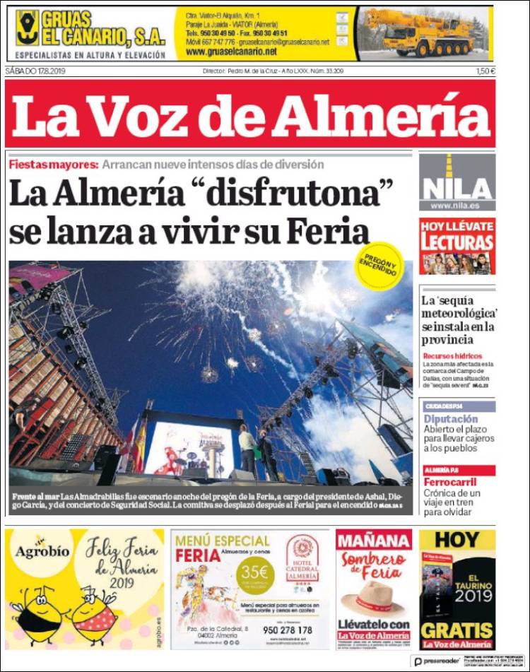 Portada de La Voz de Almería (España)