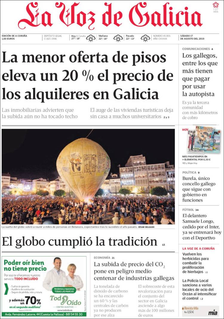 Portada de La Voz de Galicia (Spain)