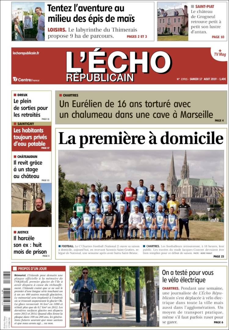 Portada de L'Echo Républicain (Francia)