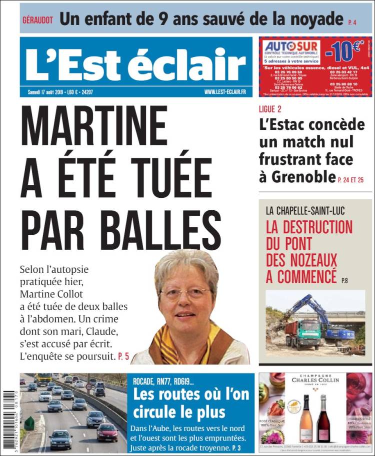 Portada de L'Est Eclair (Francia)