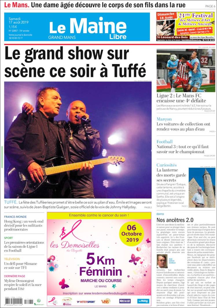 Portada de Le Maine Libre (Francia)