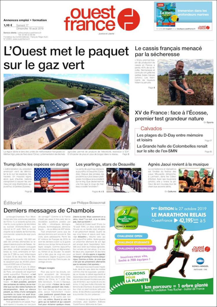 Portada de Ouest France (France)