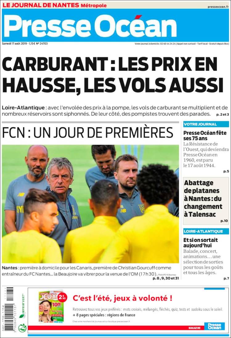 Portada de Presse Ocean (France)