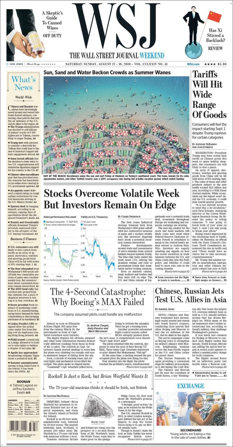 Portada de Wall Street Journal (États-Unis)