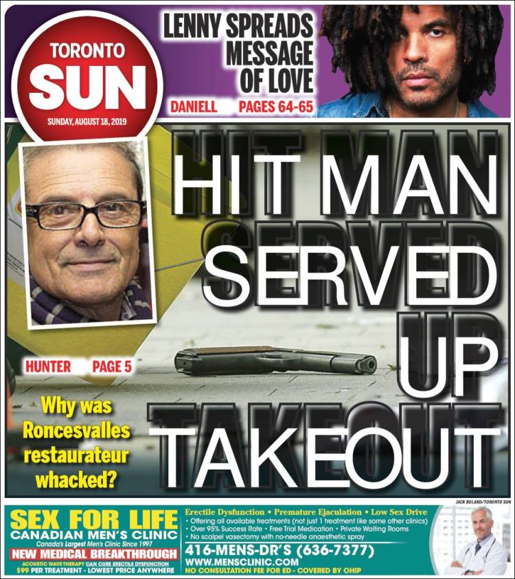 Portada de The Toronto Sun (Canadá)