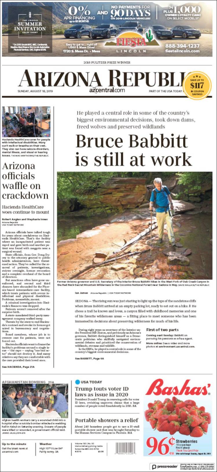 Portada de Arizona Republic News (USA)