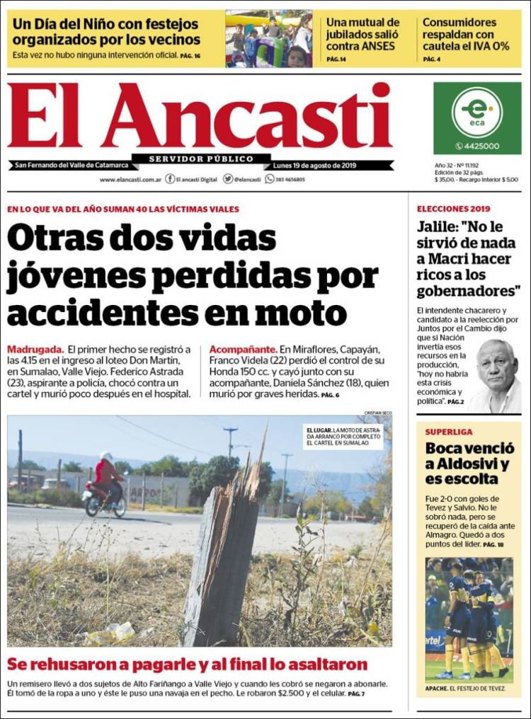 Portada de El Ancasti (Argentina)