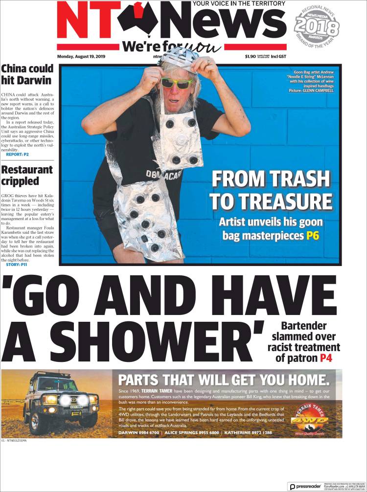 Portada de Northern Territory News (Australia)