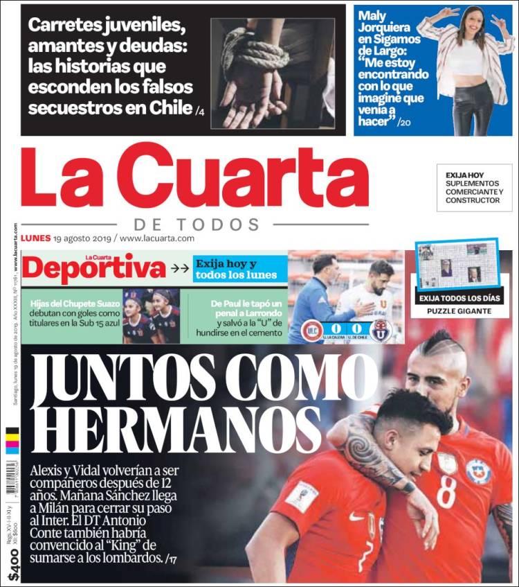 Portada de La Cuarta (Chile)