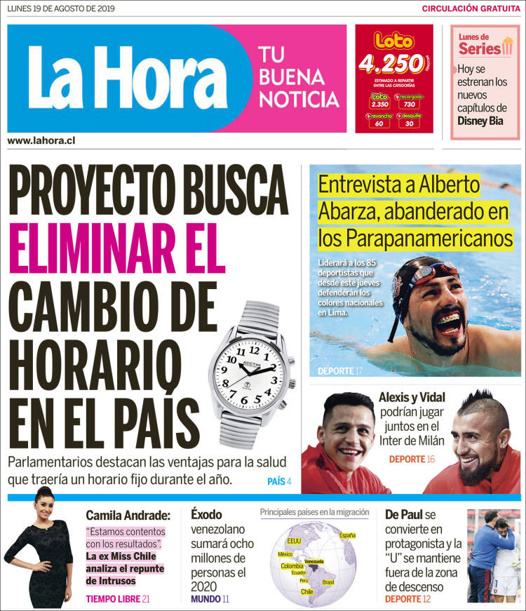 Portada de La Hora (Chile)