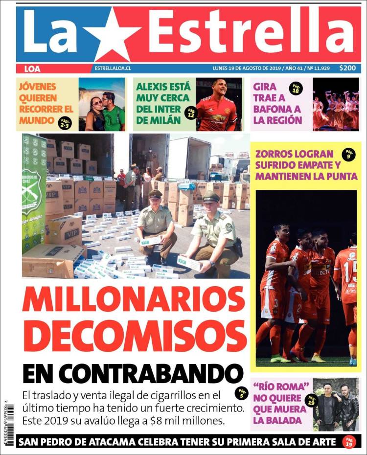 Portada de La Estrella de Loa (Chile)