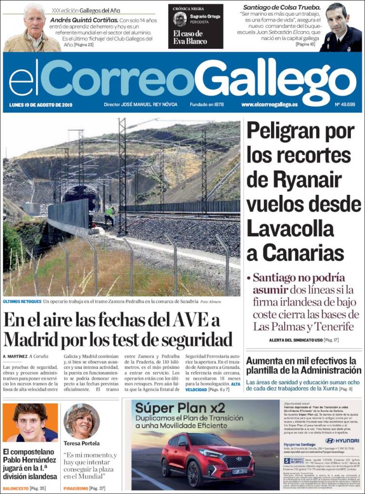 Portada de El Correo Gallego (España)