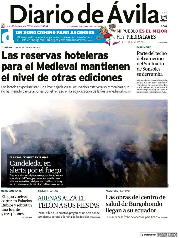 Portada de Diario de Ávila (España)