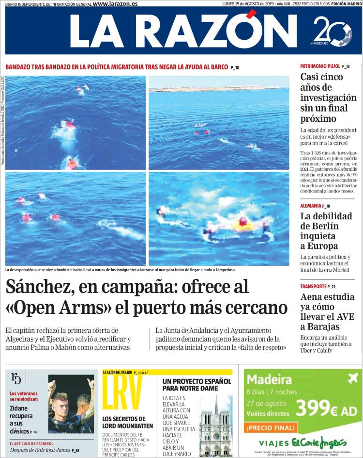 Portada de La Razón (España)