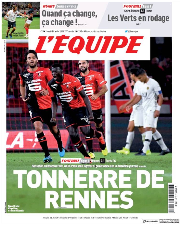 Portada de L'Equipe (France)