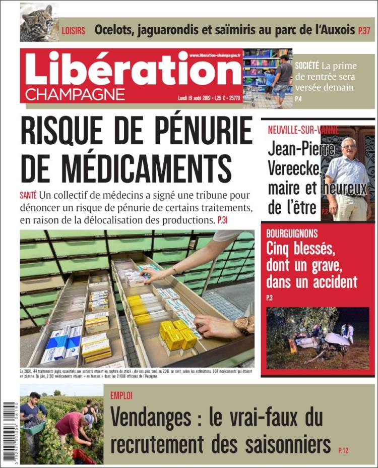 Portada de Libération Champagne (Francia)