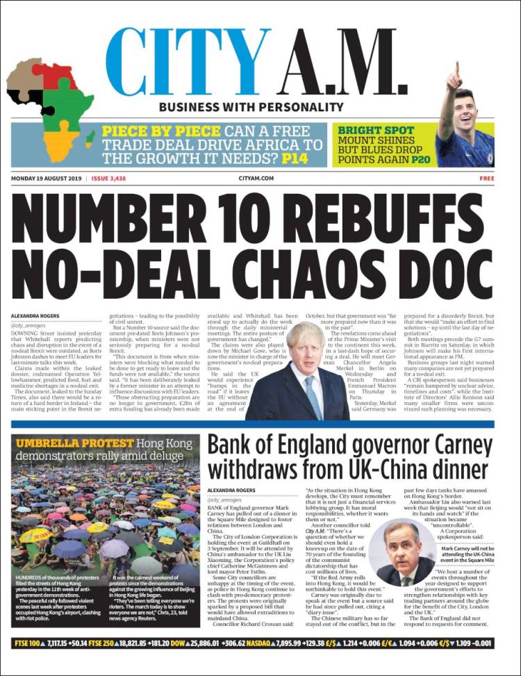 Portada de City A.M. (Reino Unido)