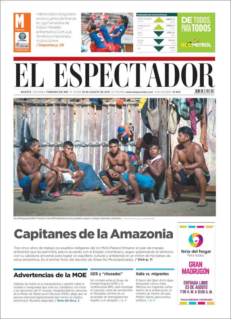 Portada de El Espectador (Colombia)