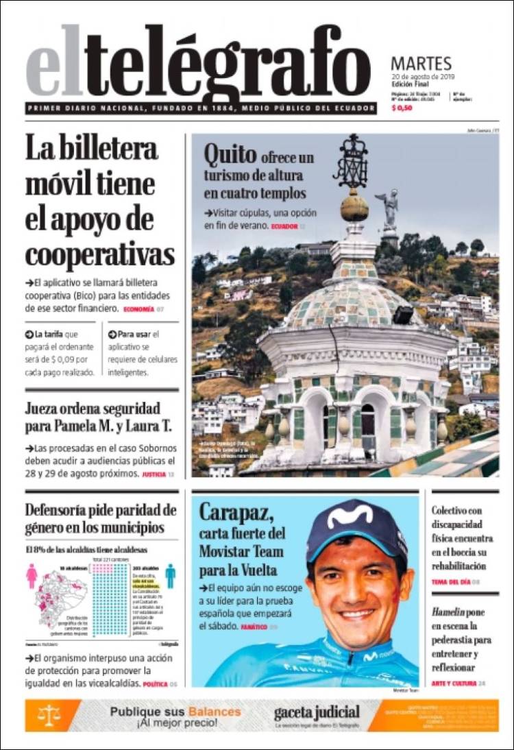 Portada de El Telégrafo (Ecuador)