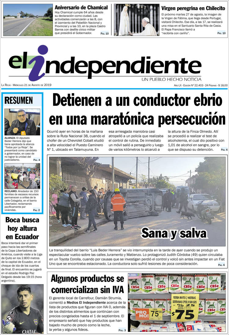 Portada de El Independiente (Argentina)