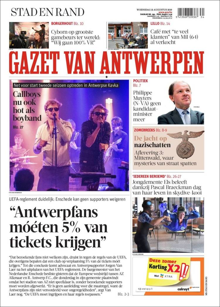 Portada de Gazet van Antwerpen (B&eacute;lgica)
