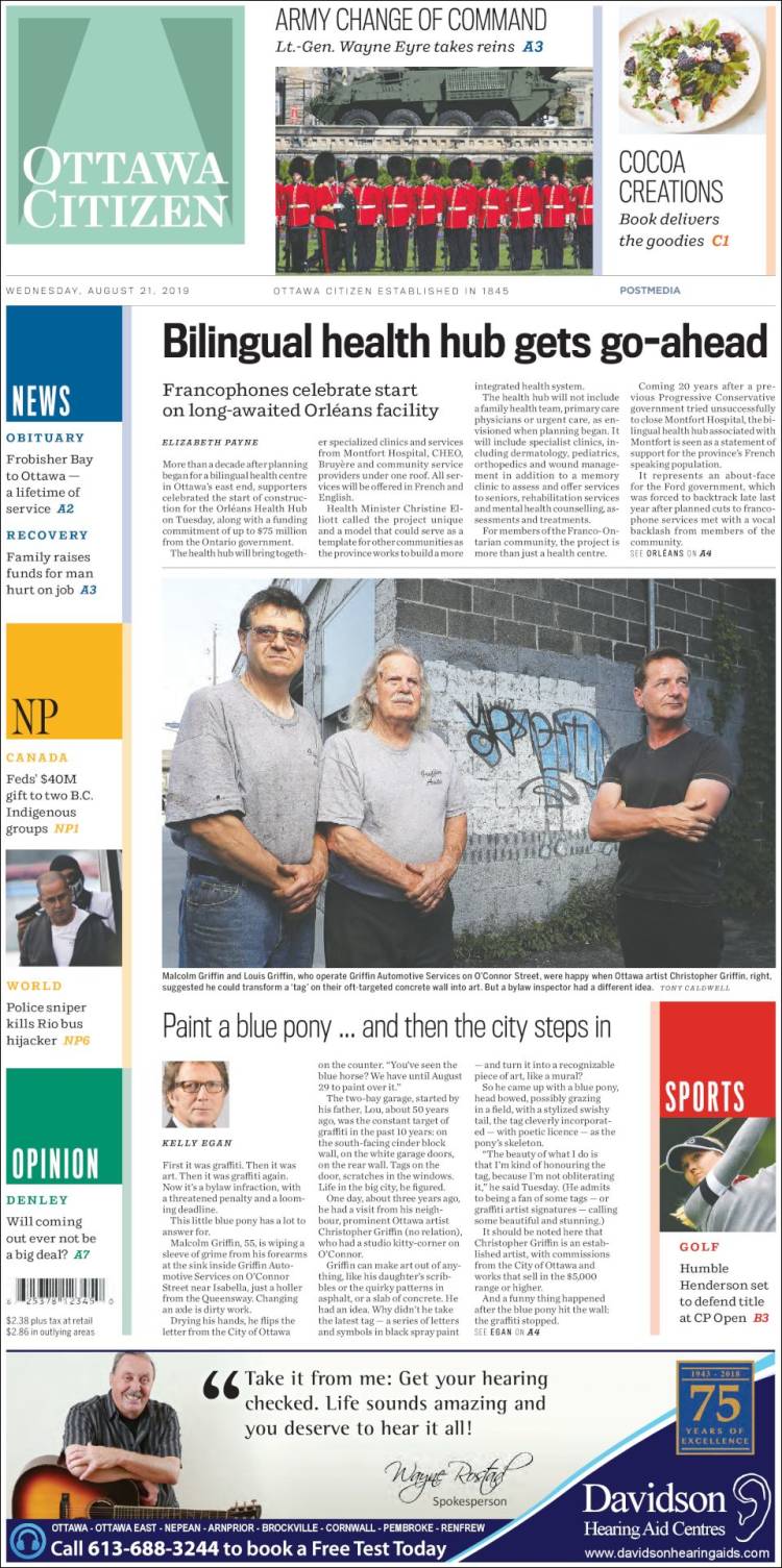 Portada de Ottawa Citizen (Canadá)