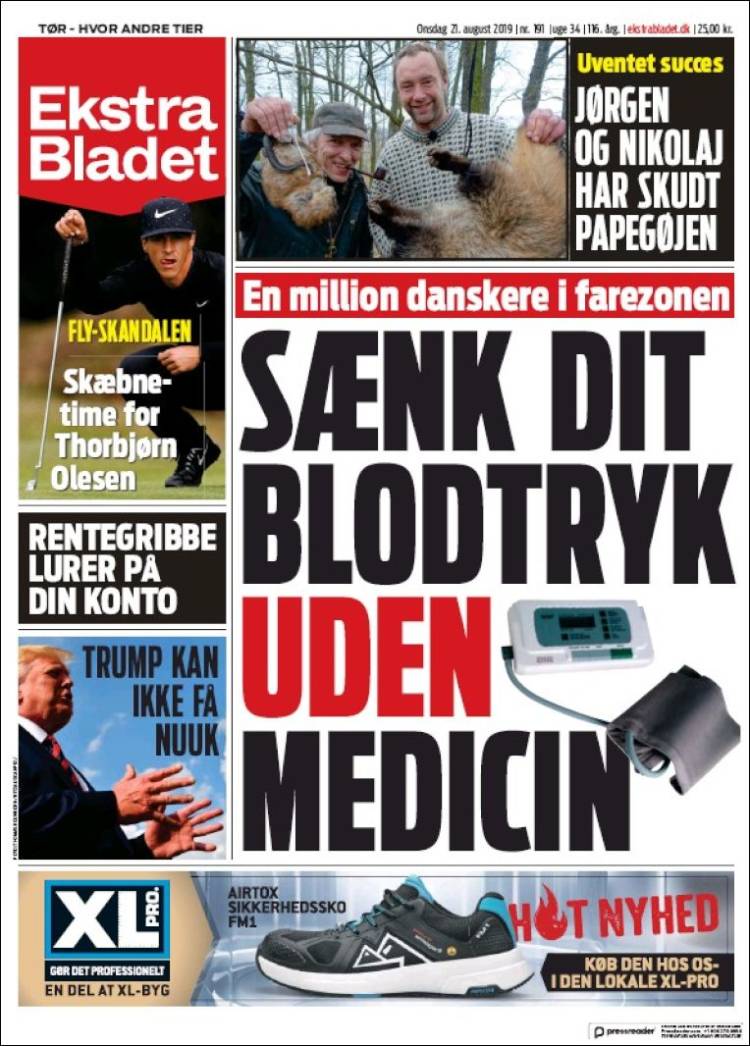 Portada de Ekstra Bladet (Dinamarca)