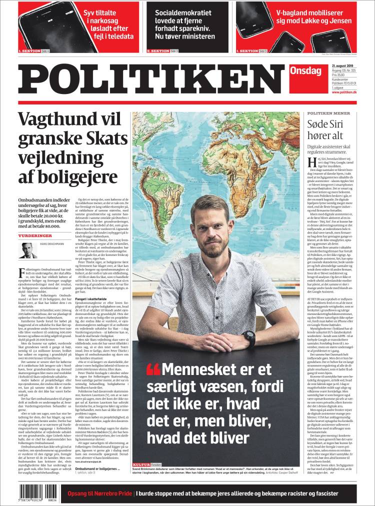 Portada de Politiken (Dinamarca)