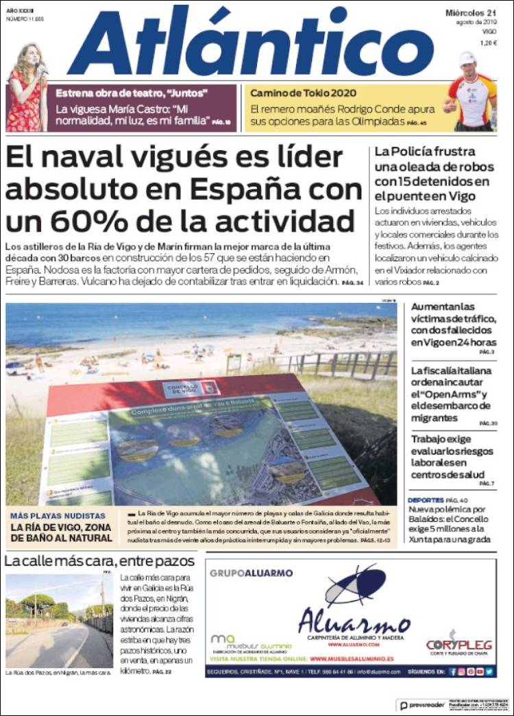 Portada de Atlántico Diario (Espa&ntilde;a)