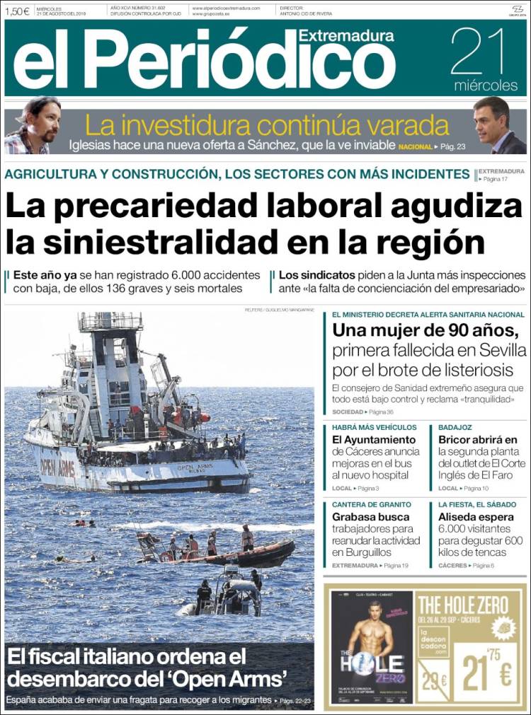 Portada de El Periódico de Extremadura (Espa&ntilde;a)