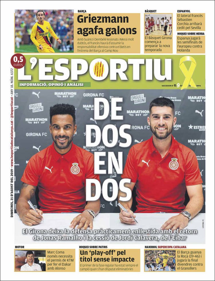 Portada de L'Esportiu : Girona (Espa&ntilde;a)