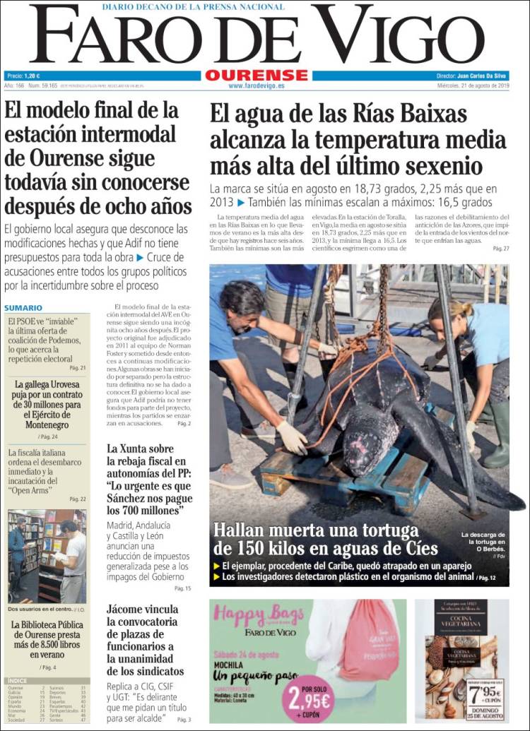 Portada de El Faro de Vigo - Ourense (Espa&ntilde;a)