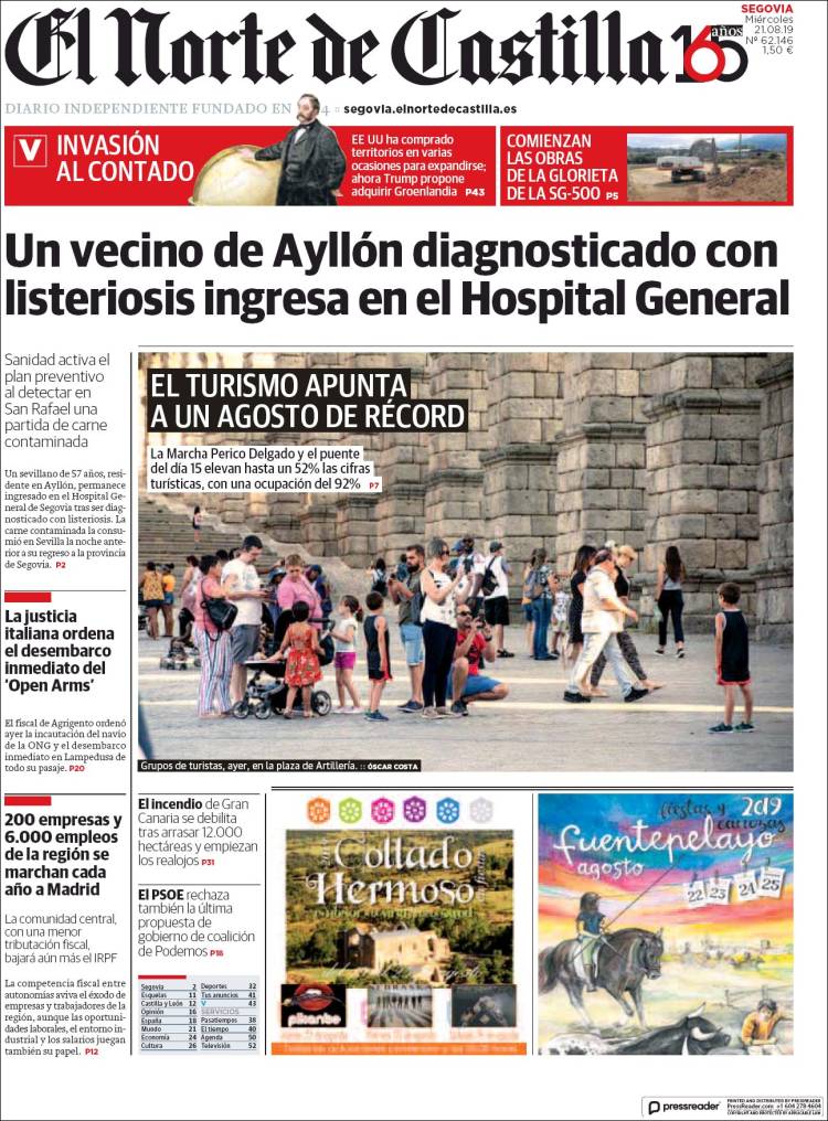 Portada de Norte de Castilla - Segovia (Espa&ntilde;a)