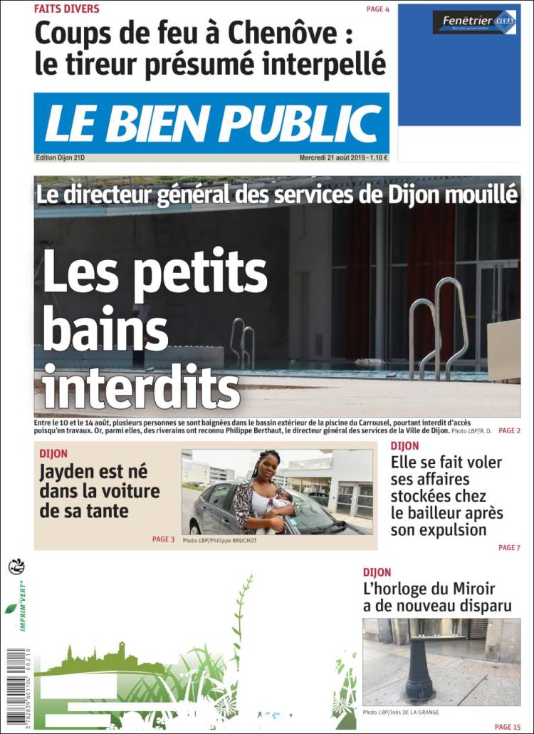 Portada de Le Bien Public (Francia)