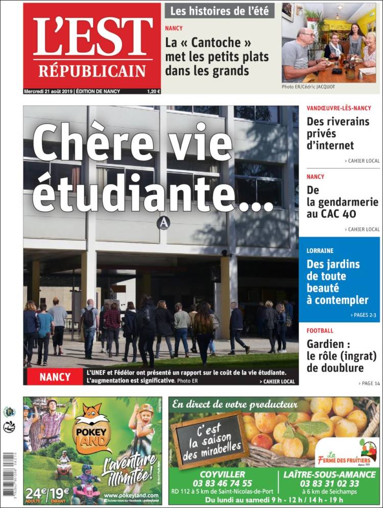 Portada de L'Est Republicain (Francia)